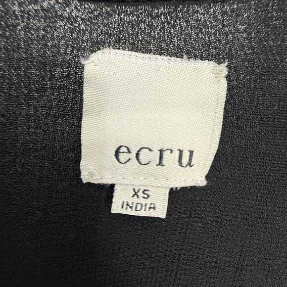 ecru Beaded Chiffon Top Women size XS Black Long sleeve Pullover - Picture 8 of 10